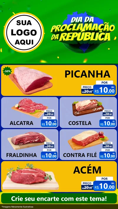 Modelo de TV para TV Vertical com o tema Dia Da Proclamação Da República para Açougue