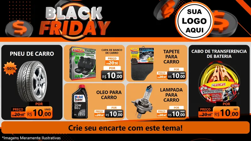 Modelo de TV para TV Horizontal com o tema Black Friday para Auto peças