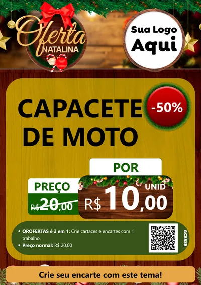 Modelo de Cartaz para Cartaz A4 Vertical com o tema Ofertas Natalina para Moto peças