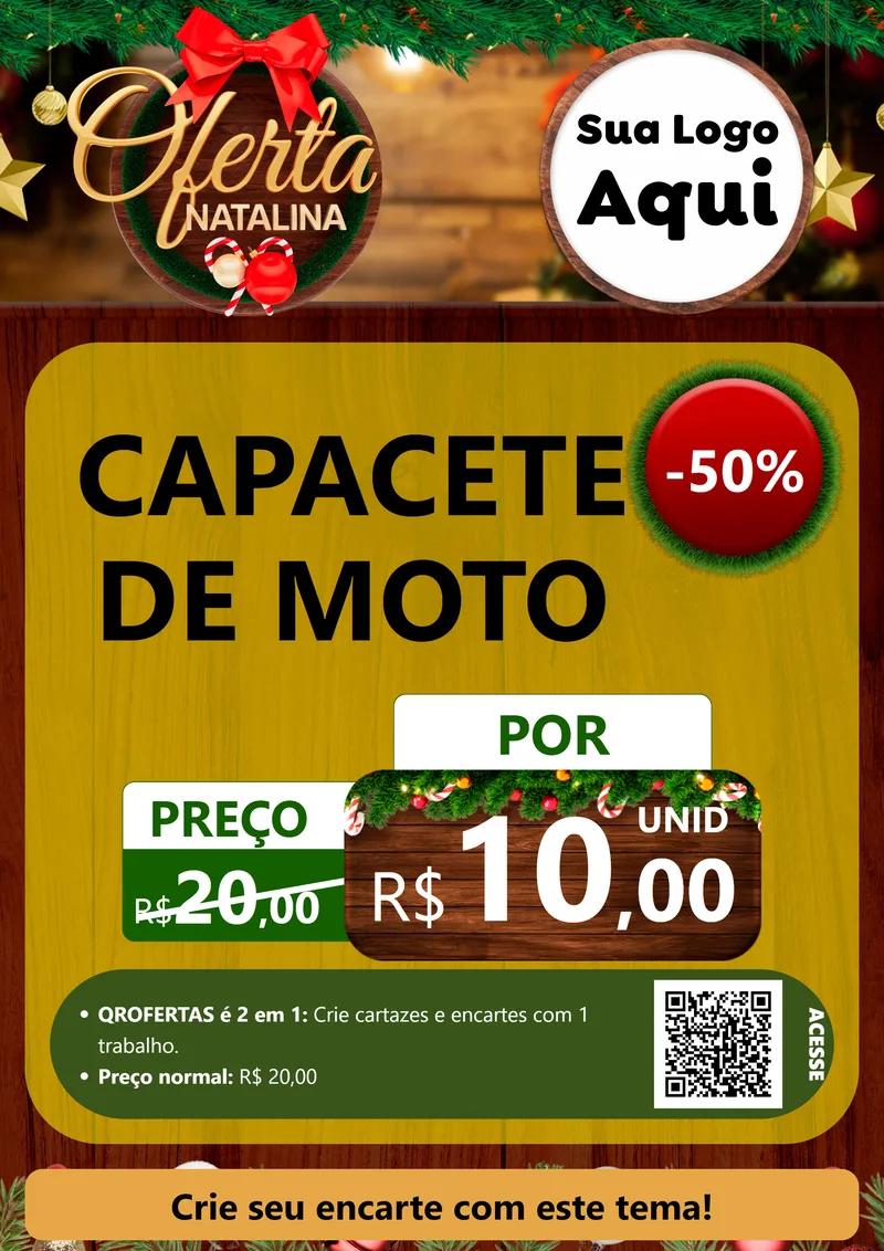 Modelo de Cartaz para Cartaz A4 Vertical com o tema Ofertas Natalina para Moto peças
