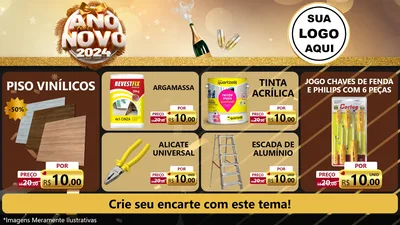 Modelo de TV para TV Horizontal com o tema Feliz Ano Novo 2027 para Material para Construção