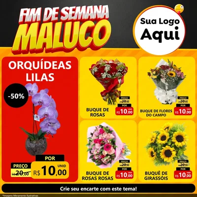 Modelo de Rede Social para Feed Facebook com o tema Final de Semana Maluco para Floricultura e jardim