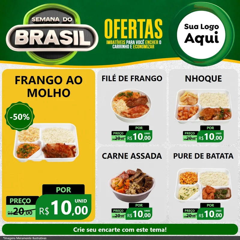 Modelo de Rede Social para Feed Facebook com o tema Semana do Brasil para Restaurante