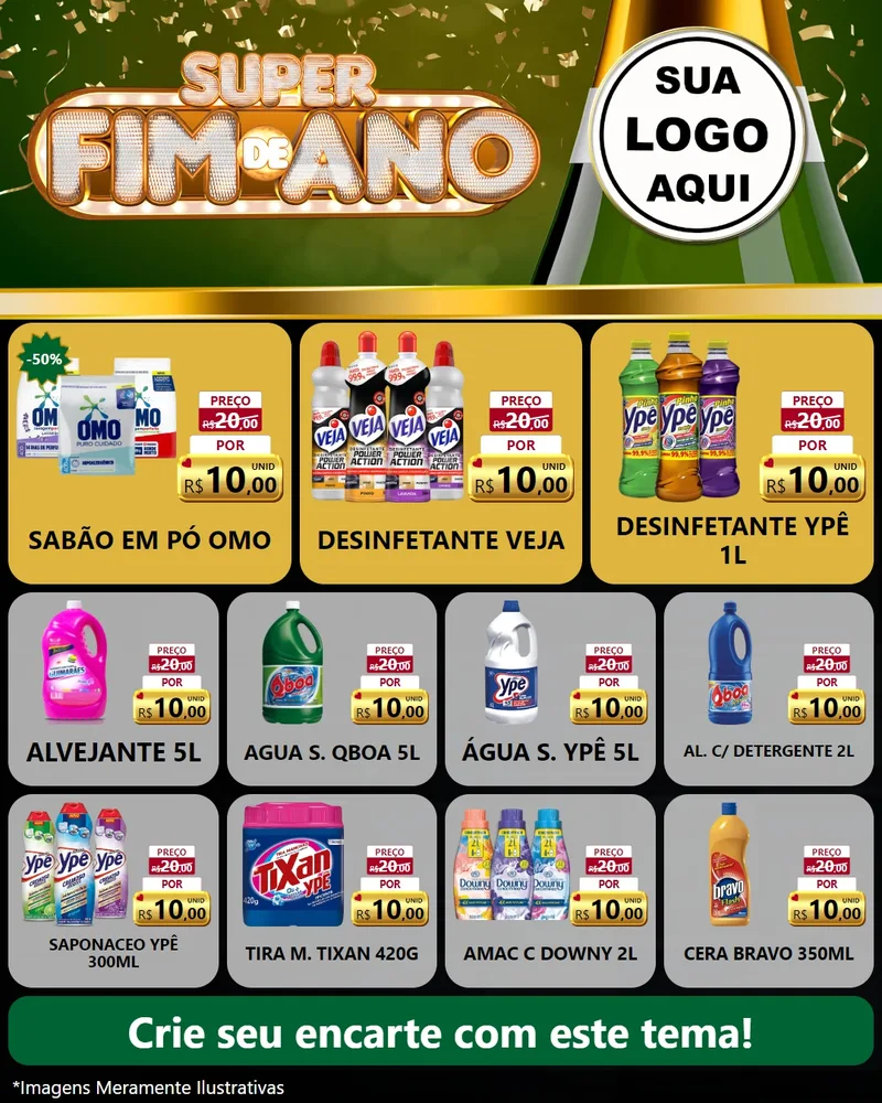 Modelo de Rede Social para Feed Instagram com o tema Super Fim de Ano para Produtos de Limpeza