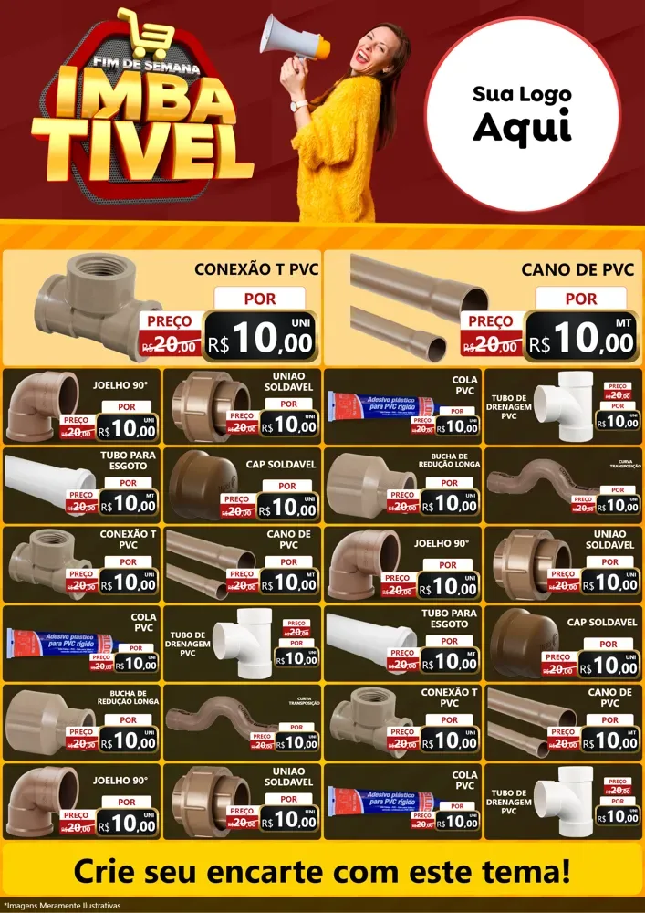 Modelo de Encarte para Encarte A4 Vertical com o tema Fim de Semana Imbatível para Tubos e conexões