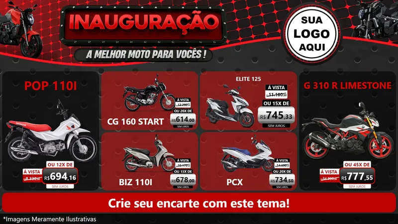 Modelo de TV para TV Horizontal com o tema Inauguração - A Melhor Moto Para Vocês! para Concessionaria de Motos