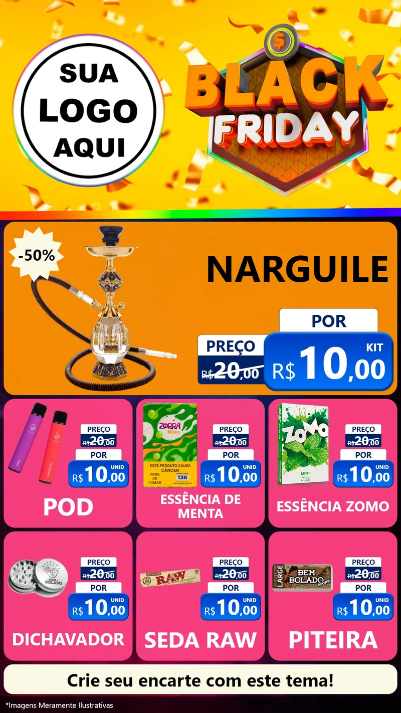 Modelo de Rede Social para Stories com o tema Black Friday para Tabacaria
