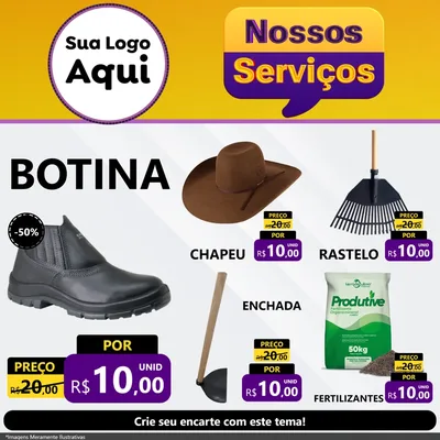 Modelo de Rede Social para Feed Facebook com o tema Nossos Serviços para Agropecuária