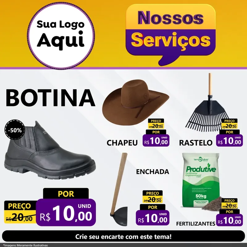 Modelo de Rede Social para Feed Facebook com o tema Nossos Serviços para Agropecuária