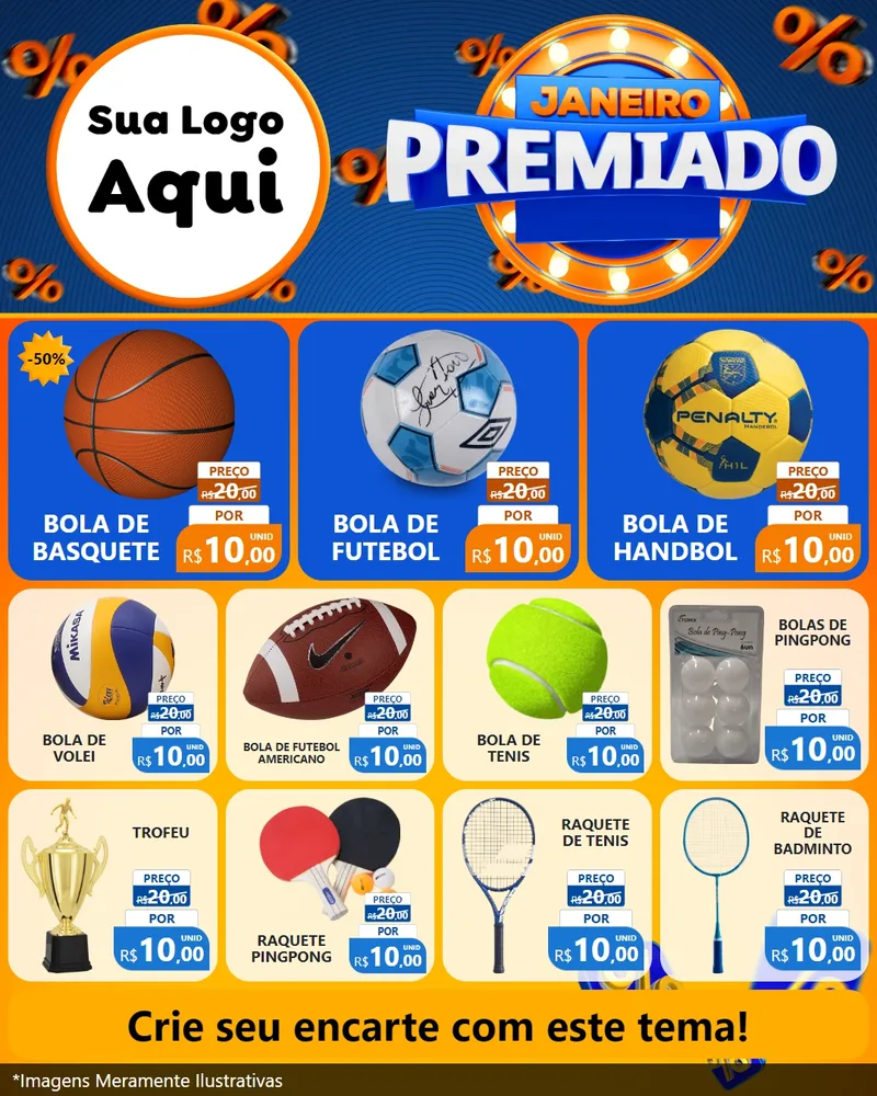 Modelo de Rede Social para Feed Instagram com o tema Janeiro Premiado para Artigos Esportivos