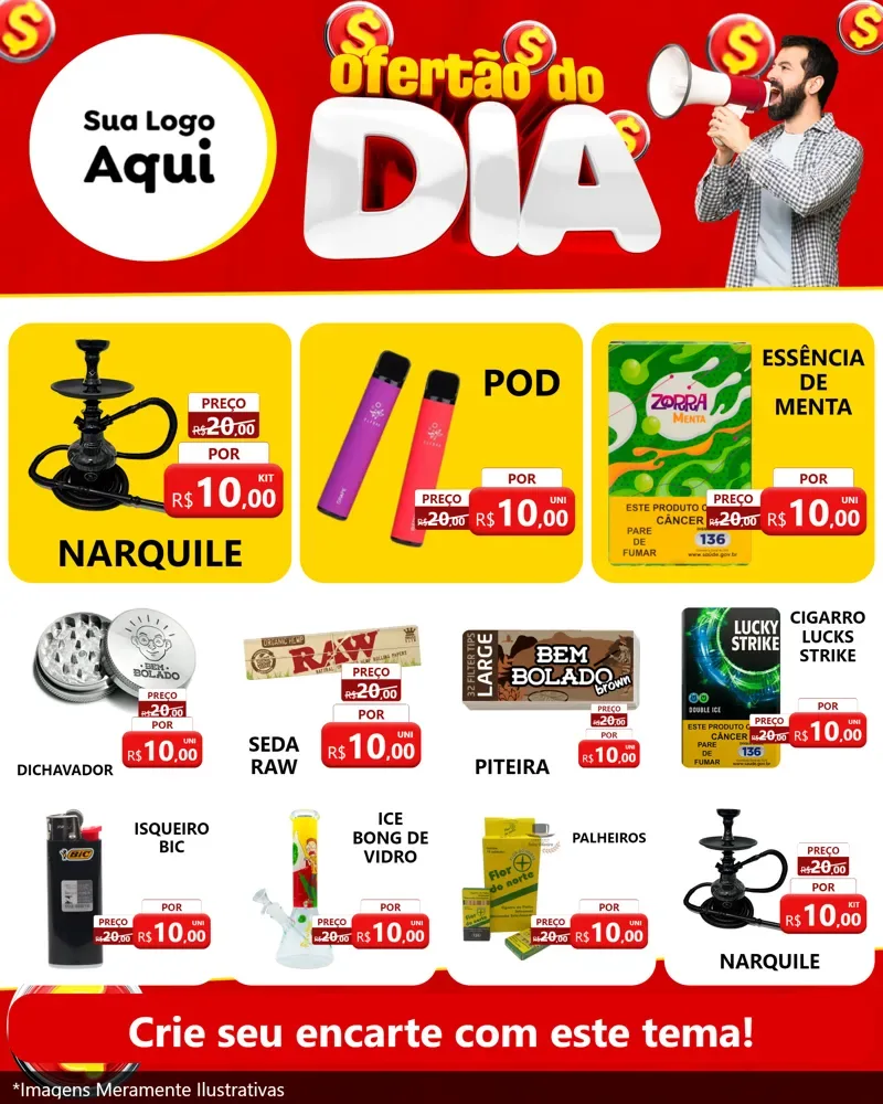 Modelo de Rede Social para Feed Instagram com o tema Ofertão do dia para Tabacaria