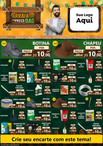 Modelo de Encarte para Encarte A4 Vertical com o tema Arraiá do preço bão para Agropecuária