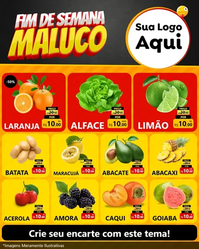 Modelo de Rede Social para Feed Instagram com o tema Final de Semana Maluco para Hortifrúti