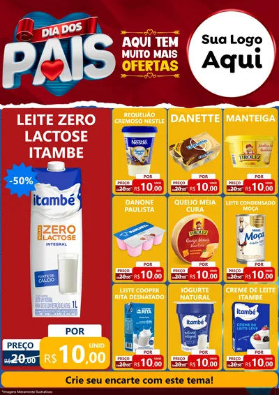 Modelo de Encarte para Encarte A4 Vertical com o tema Dia dos Pais para Frios e Laticínios