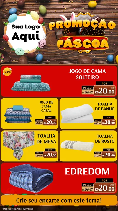 Modelo de TV para TV Vertical com o tema Promoção Páscoa para Cama, Mesa e Banho
