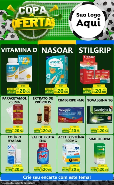 Modelo de Encarte para Encarte Grande com o tema Copa De Ofertas para Farmácia