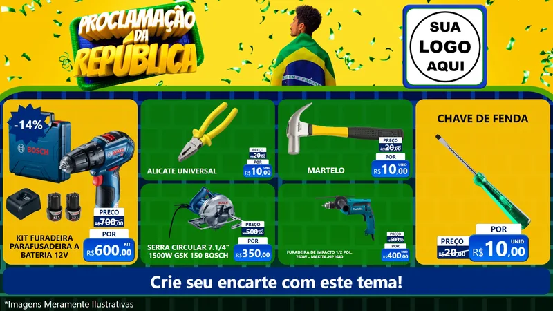 Modelo de TV para TV Horizontal com o tema Proclamação da República para Maquinas e Ferramentas