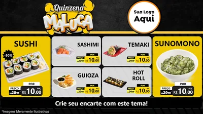 Modelo de TV para TV Horizontal com o tema Quinzena Maluca para Comida japonesa