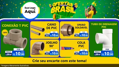 Modelo de TV para TV Horizontal com o tema Ofertas Semana do Brasil para Tubos e conexões