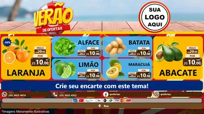 Modelo de TV para TV Horizontal com o tema Verão de Ofertas para Hortifrúti