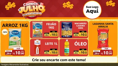 Modelo de TV para TV Horizontal com o tema Comece Julho Economizando para Supermercado