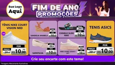 Modelo de TV para TV Horizontal com o tema Fim de Ano Promoções para Calçados