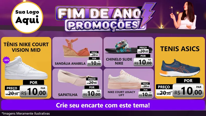 Modelo de TV para TV Horizontal com o tema Fim de Ano Promoções para Calçados