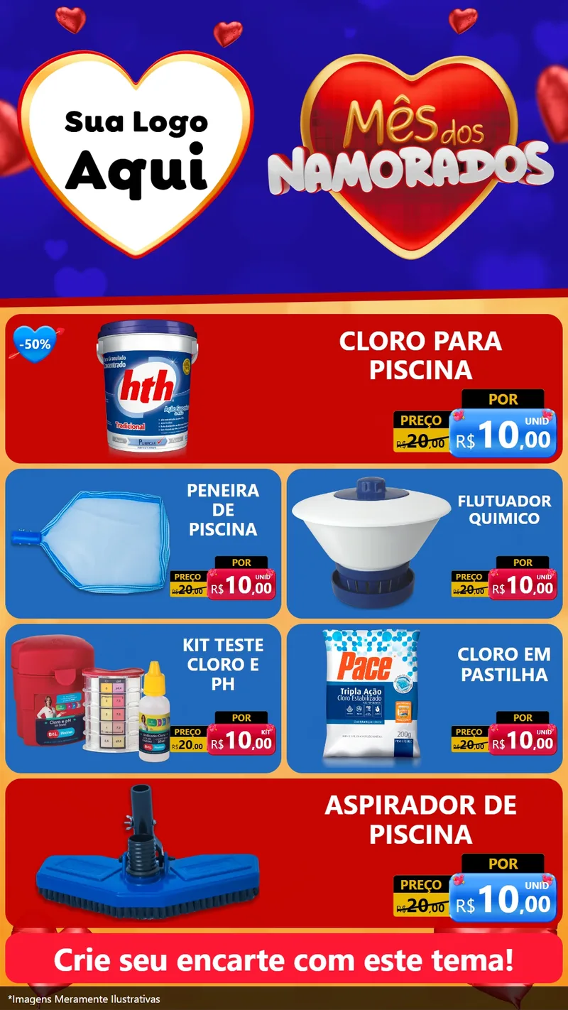 Modelo de TV para TV Vertical com o tema Mês dos Namorados para Produtos para Piscina