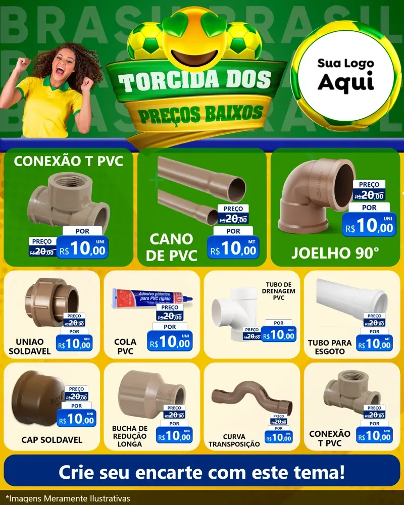 Modelo de Rede Social para Feed Instagram com o tema Torcida dos Preços Baixos - Copa para Tubos e conexões