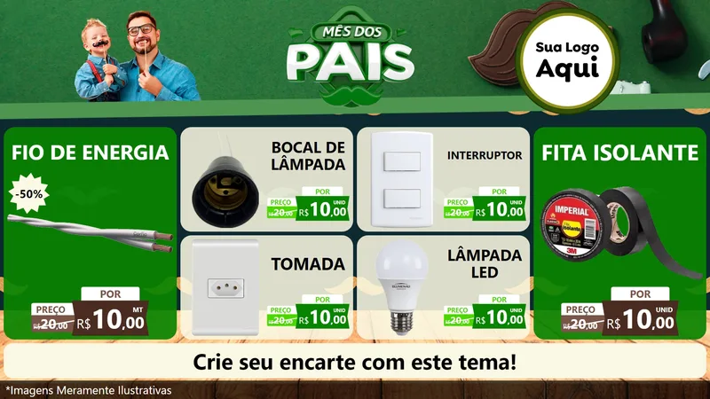 Modelo de TV para TV Horizontal com o tema Mês dos Pais para Materiais Elétricos