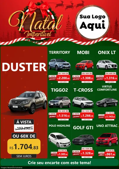 Modelo de Encarte para Encarte A4 Vertical com o tema Natal Imperdível para Concessionaria de Carros
