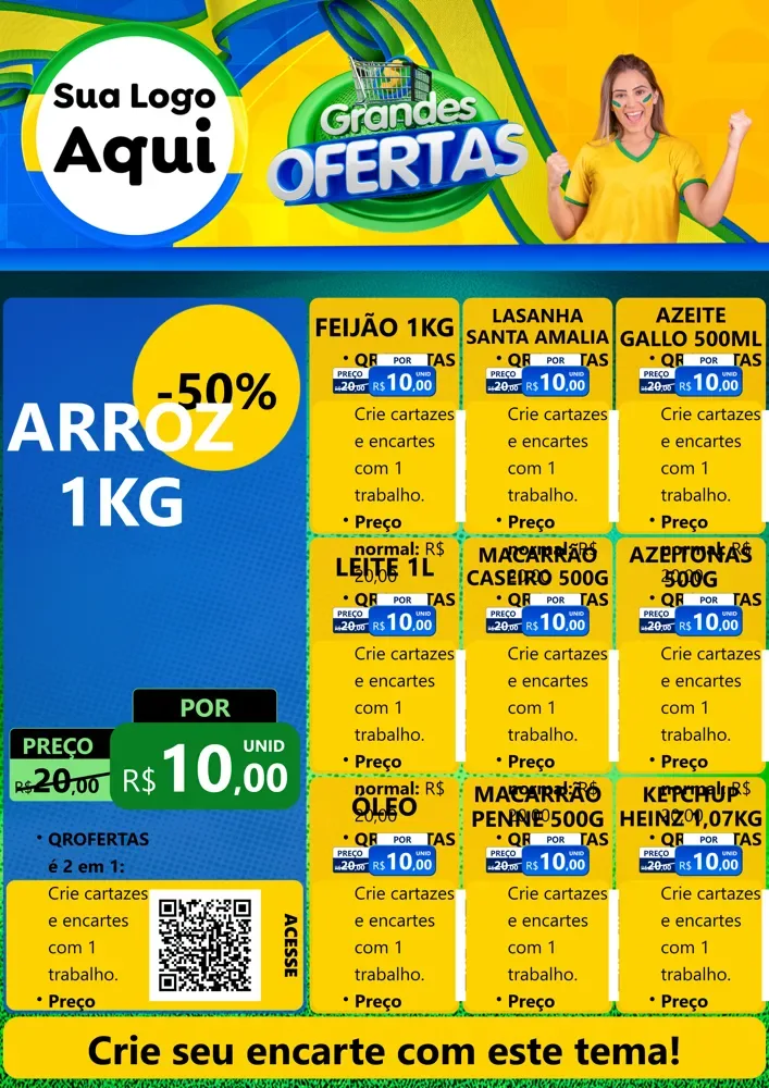 Modelo de Cartaz para Cartaz A4 Vertical com o tema Grandes Ofertas para Supermercado