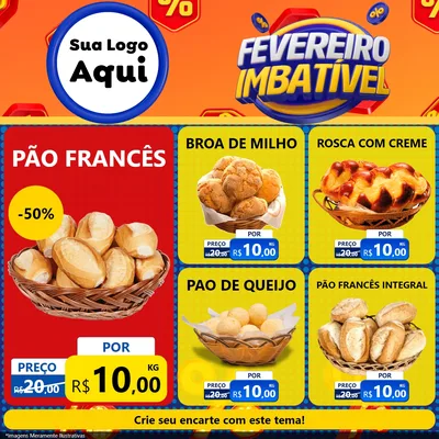 Modelo de Rede Social para Feed Facebook com o tema Fevereiro Imbatível para Padaria