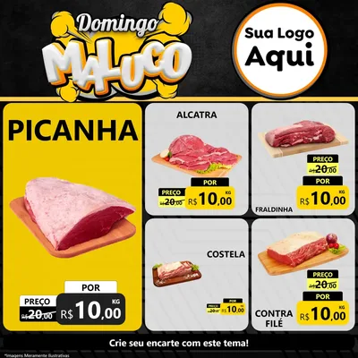 Modelo de Rede Social para Feed Facebook com o tema Domingo Maluco para Açougue