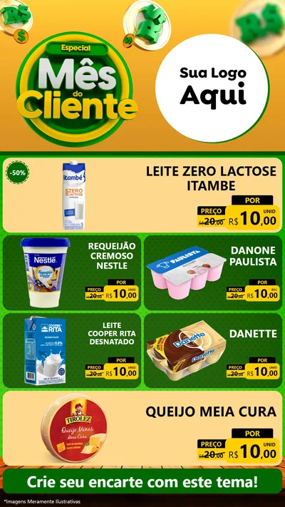 Modelo de TV para TV Vertical com o tema Especial Mês do Cliente para Frios e Laticínios
