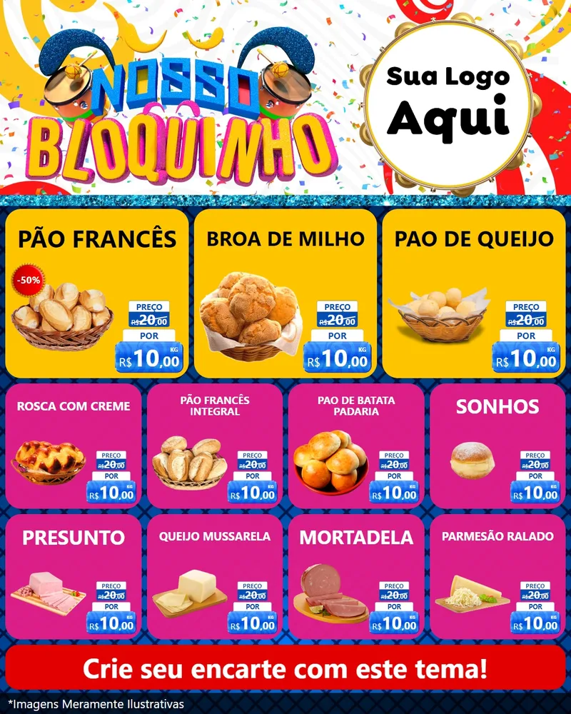 Modelo de Rede Social para Feed Instagram com o tema Nosso Bloquinho para Padaria