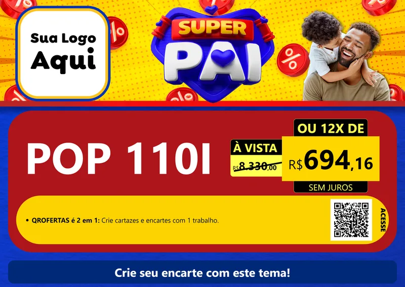 Modelo de Cartaz para Cartaz A4 Horizontal com o tema Super Pai para Concessionaria de Motos