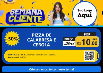 Modelo de Cartaz para Cartaz A4 Horizontal com o tema Semana do Cliente para Pizzaria