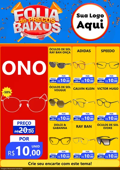 Modelo de Encarte para Encarte A4 Vertical com o tema Folia de Preços Baixos para Óticas