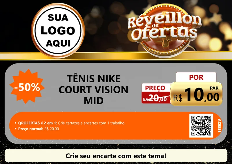 Modelo de Cartaz para Cartaz A4 Horizontal com o tema Réveillon de Ofertas para Calçados
