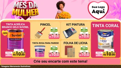 Modelo de TV para TV Horizontal com o tema Mês da Mulher para Tintas e Ferramentas