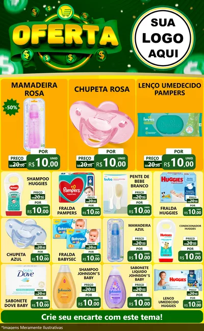 Modelo de Encarte para Encarte Grande com o tema Oferta para Bebês