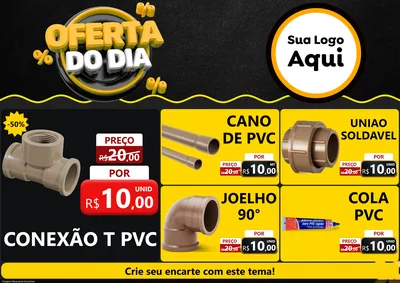 Modelo de Encarte para Encarte A4 Horizontal com o tema Oferta Do Dia para Tubos e conexões