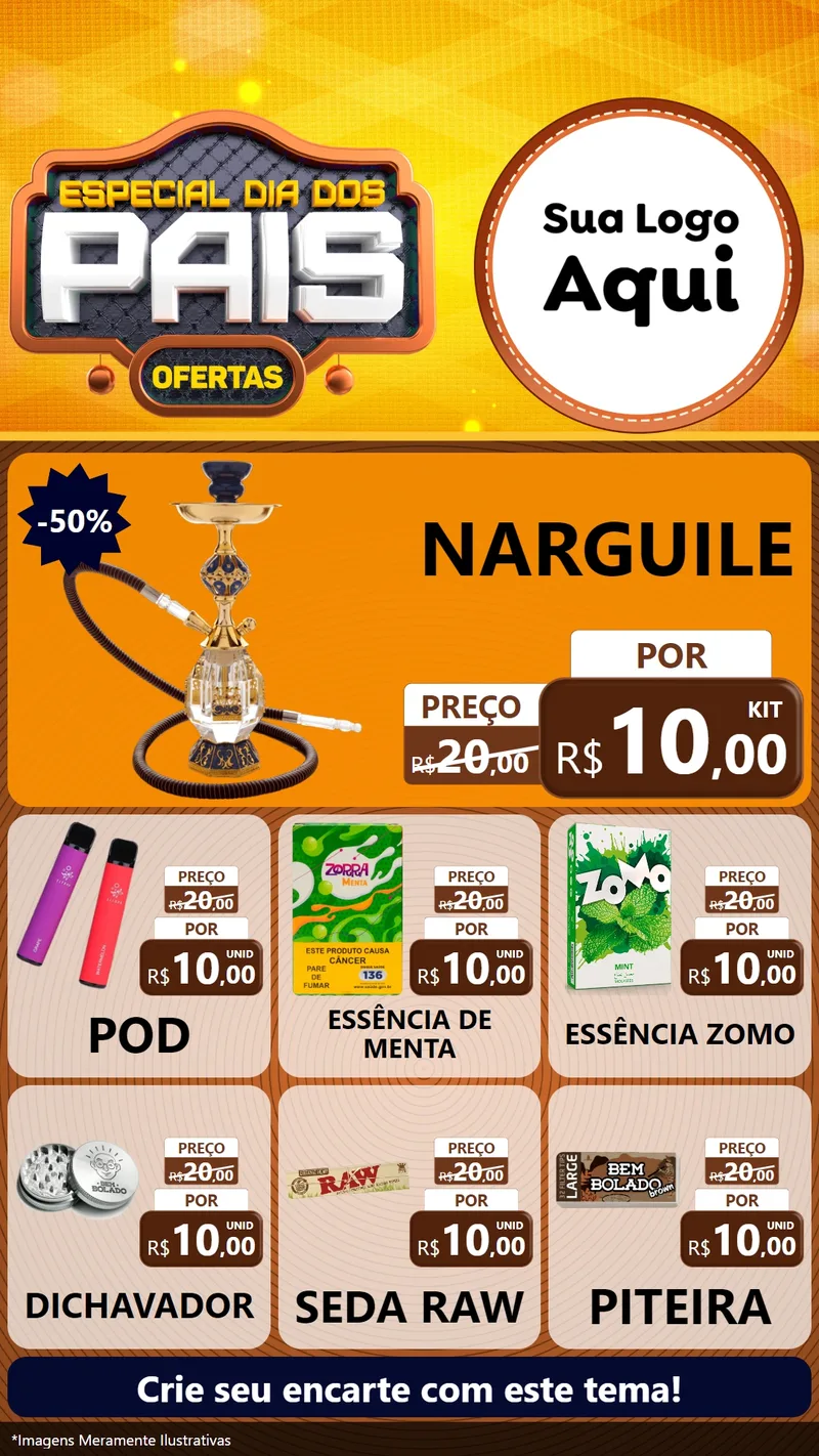 Modelo de Rede Social para Stories com o tema Especial Dia dos Pais para Tabacaria