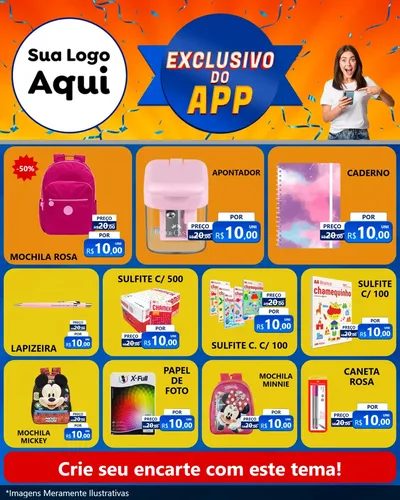 Modelo de Rede Social para Feed Instagram com o tema Exclusivo do Aplicativo para Papelaria