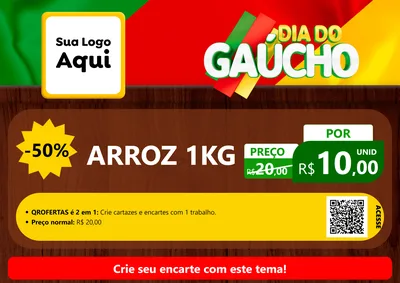 Modelo de Cartaz para Cartaz A4 Horizontal com o tema Dia do Gaúcho para Supermercado