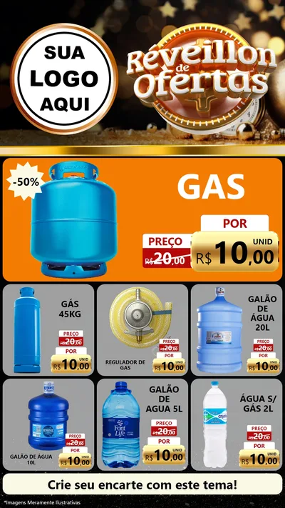 Modelo de Rede Social para Stories com o tema Réveillon de Ofertas para Água e gás