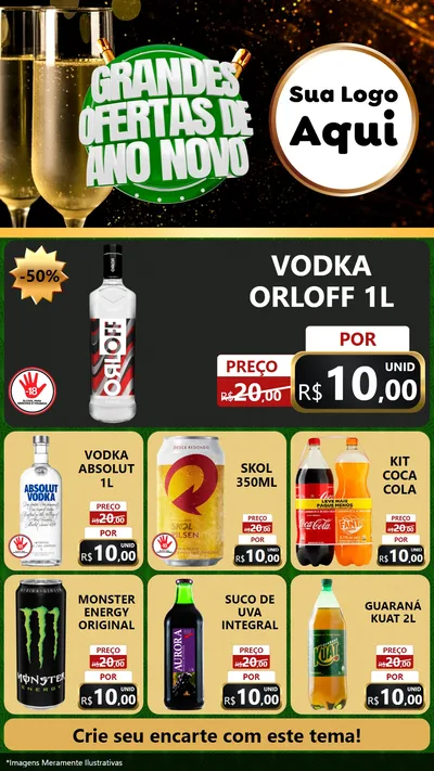Modelo de Rede Social para Stories com o tema Grandes Ofertas de Ano Novo para Distribuidora de bebidas