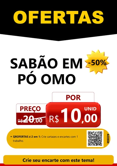 Modelo de Cartaz para Cartaz A4 Vertical com o tema Ofertas Preto e Vermelho Cartaz para Produtos de Limpeza