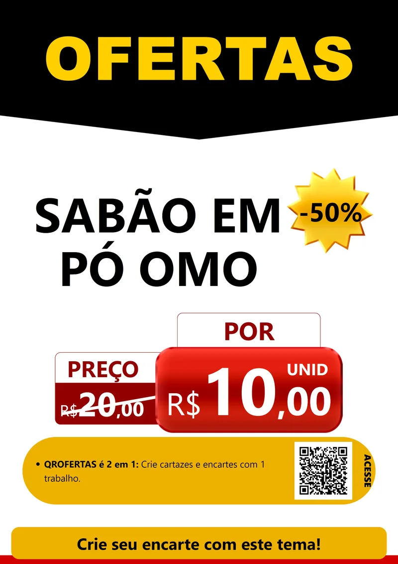 Modelo de Cartaz para Cartaz A4 Vertical com o tema Ofertas Preto e Vermelho Cartaz para Produtos de Limpeza